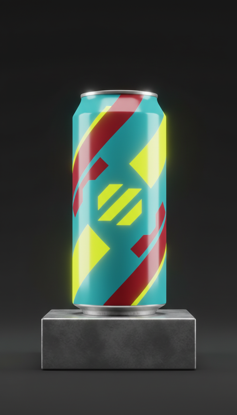 Industrial Cyan energy drink can